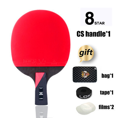 LOKI 8 Star Table Tennis Racket 7 Plywood Blade with High Sticky Rubber PingPong Bat Ping Pong Paddle with Bag: Short handle