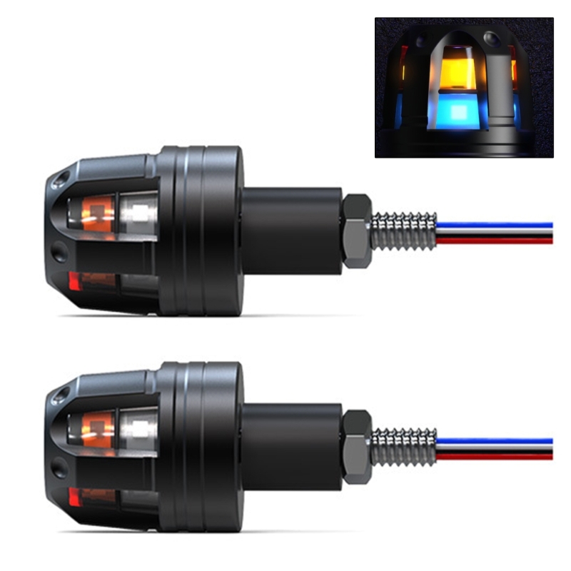 Clignotant LED pour guidon de moto, 2 pièces, 12V, barre de poignée, marqueur latéral, éclairage d'angle: Argent