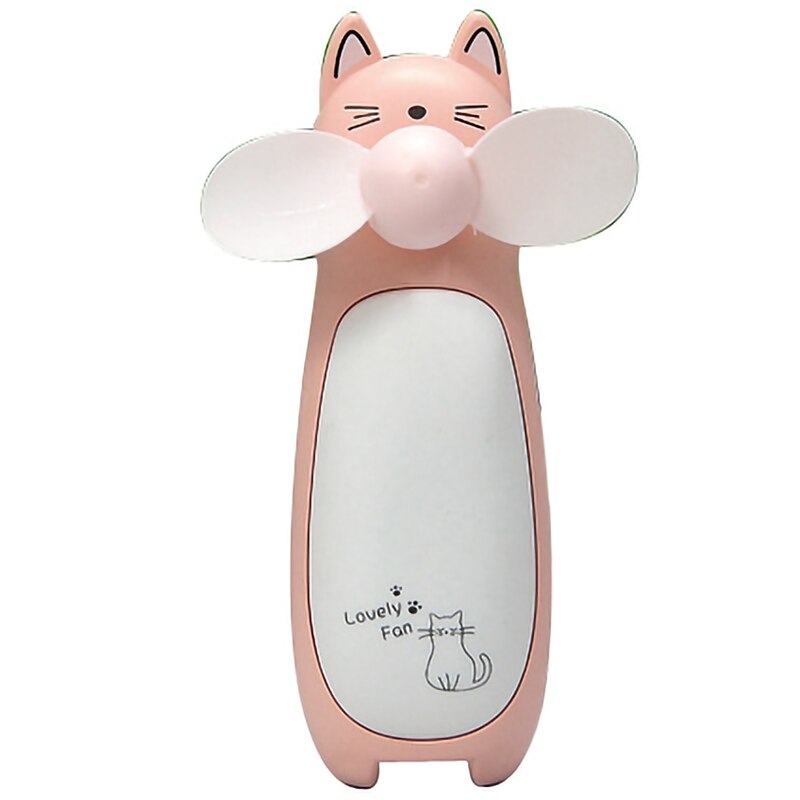 Kreative Outdoor Kleinen Ventilator Mini Cartoon Katze Fan Handheld Tragbare Lade Lüfter Led Nacht Licht Kleine Fan: Pink
