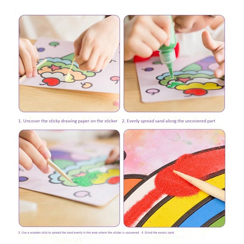 Juego de pintura de arena para niños, juego de botellas para arena de colores, juguete de pintura de arena de dibujos animados para niños, juguetes artesanales para niños, para niños