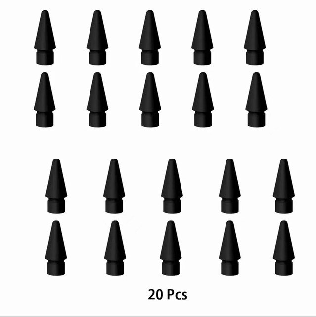 For Apple Pencil Tip Replacement For Apple Pencil 1st &amp; 2nd, High Sensitivity Nib For Apple Pencil Spare Tips Nib 애플펜슬 펜촉: 20 Pcs black