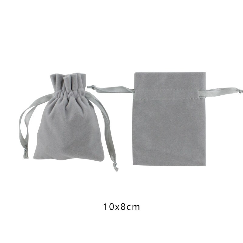 5 stk.  (8 x 10cm)  lyserød og grå farve adskillelse flannel poser smykker display emballeringsposer fløjl snøreposer poser: Fløjlgrå