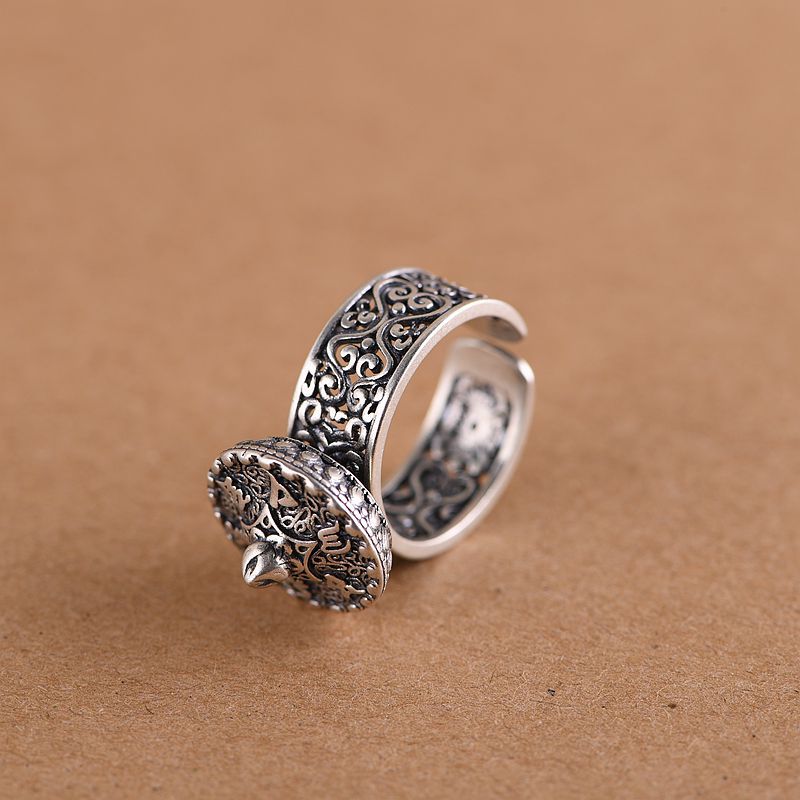 BALMORA Reale Dell'argento Sterlina 925 Tradizionale a Sei Carattere Proverbio Open Rotante Anelli per Le Donne Dell'annata Gioelleria Raffinata E Alla Moda Anelli