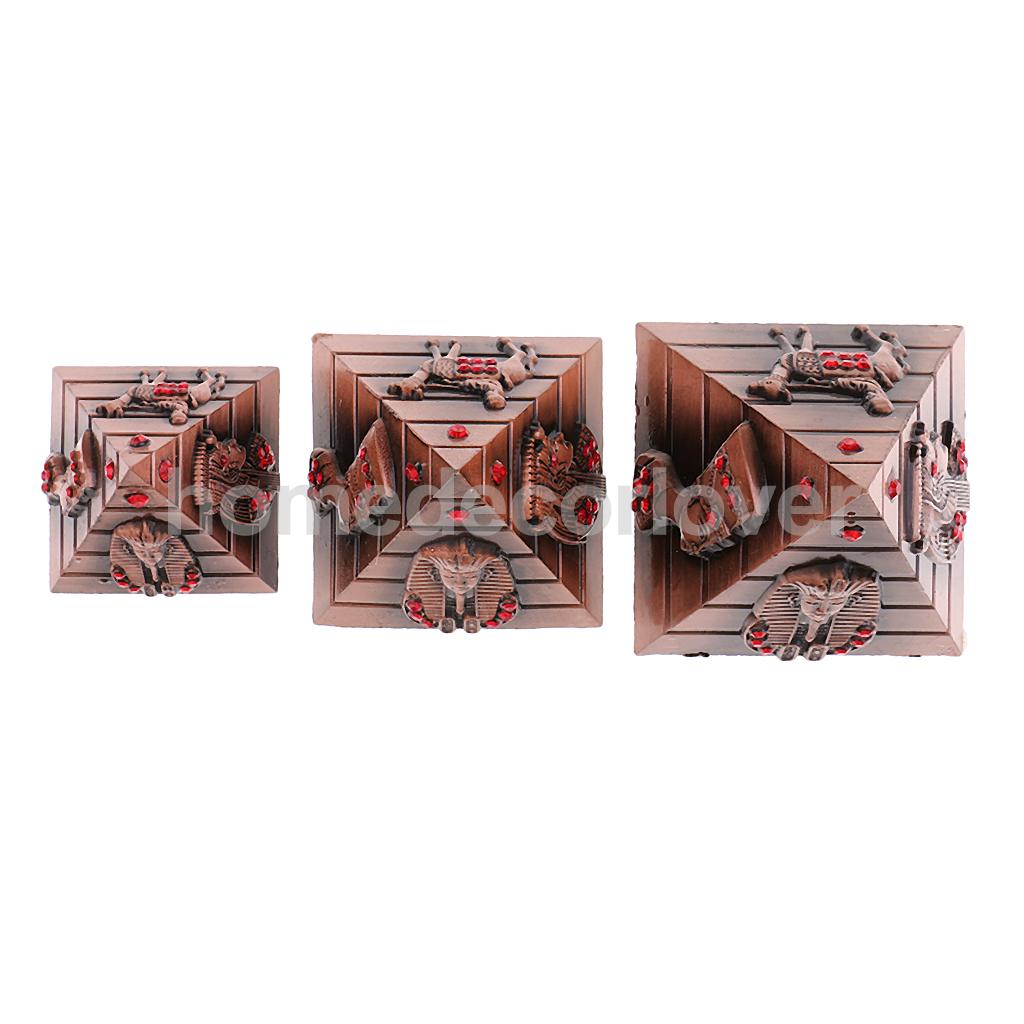3pcs/set Metal Egyptian Pyramids Architectural Souvenir Keepsake Urn Home Decoration Kids