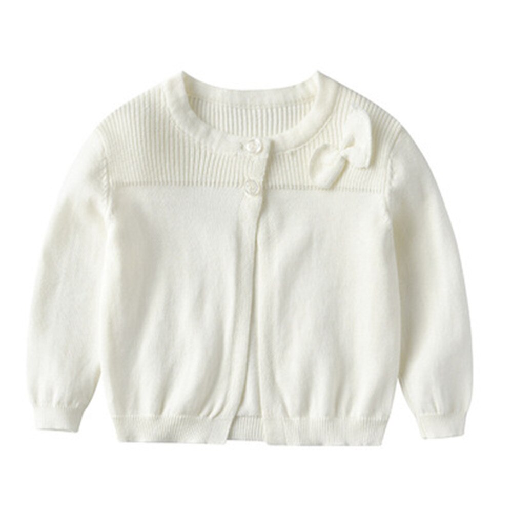 Summer Children Cardigan Hollow Out Girls Knitted Jacket Thin Knitwear Outerwear Coat AA5333: white / 4T