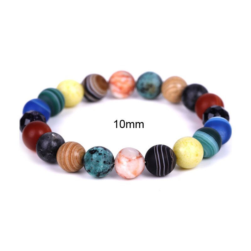 Pulsera con piedra Natural hecha a mano para hombre y mujer, brazalete con sistema Solar, Galaxia, universo, joyería MY99,: MIX 10mm / Man Size