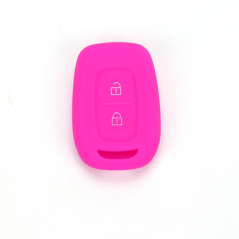 Silicone Rubber Car Key Case Shell for Renault Duster Dacia Scenic Master Megane Fob 2 Button Remote Key Cover: Rose red