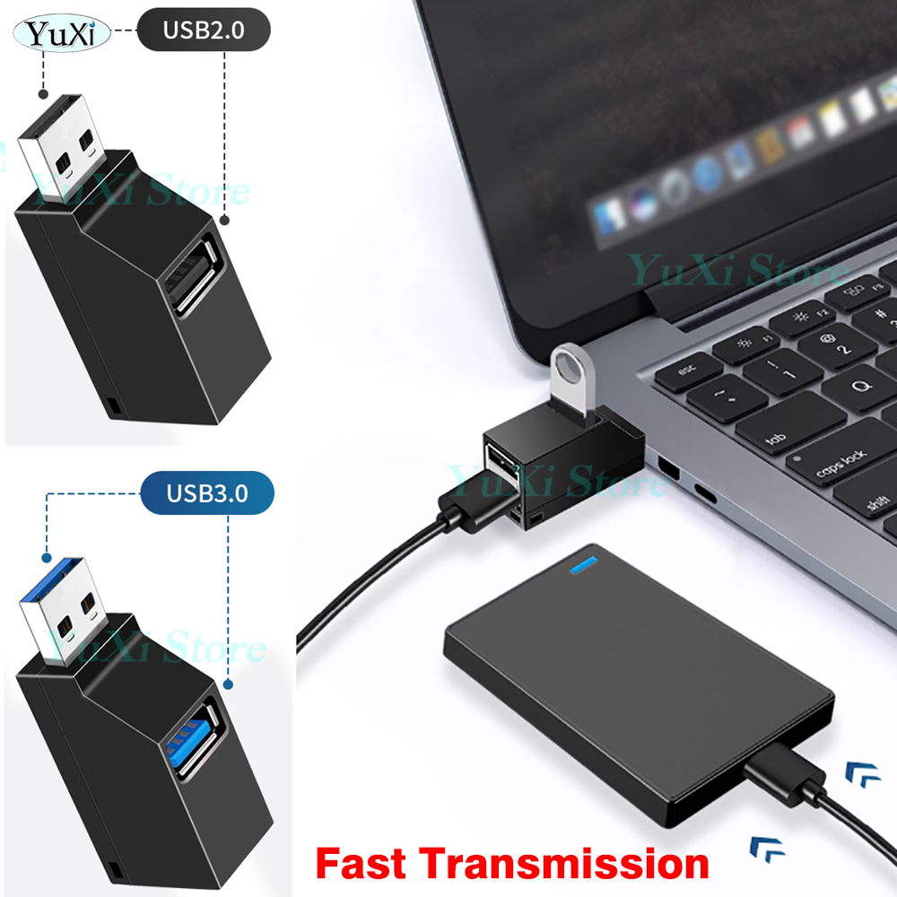 USB HUB-poort USB 3.0 Adapter Extender Mini Splitter Box 1 tot 3 poorten Hoge snelheid USB 2.0 voor laptop PC Schijfkaartconnector