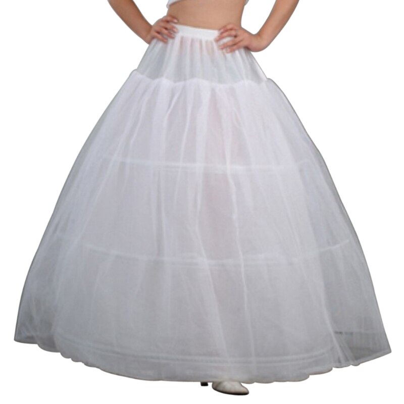 Womens Bridal 3 Hoops Maxi-Lengte Petticoat Trekkoord Tailleband Multi-layer Baljurk Trouwjurk Drukte Crinoline Onderrok