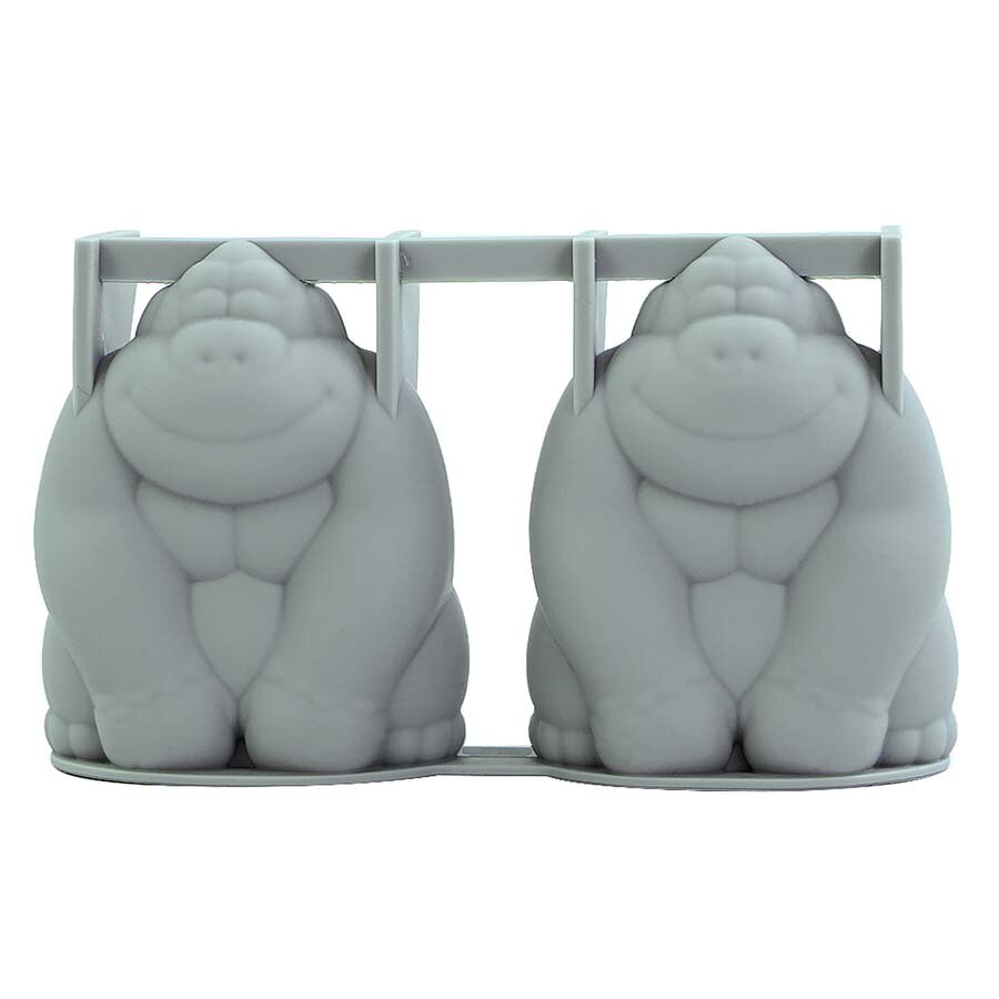 1 set Gorilla Shape Ice Cubes Home Kitchen Ice Cube Tray Summer Ice Tray Drinks Molds Ice Cube Mold Storage Containers: grey