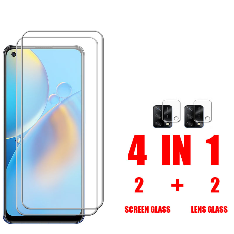Protecteur d'écran pour OPPO A74 4G/5G, verre trempé, Film d'objectif de caméra, couverture de téléphone: 2 Glass 2 Lens / OppoA74 5G