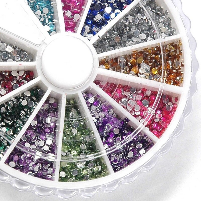 Strass Gel Nail Manicure Tip Ronde Glitter Met 1200 Stuks Nail Art Rhinestones Glitter Acryl Tips Decoratie