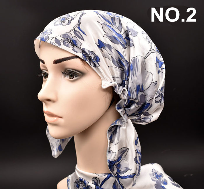 100%  silke nat hætte blød sovende hætte nat wrap hoved cover til hårpleje elastikbånd: Nr. .2