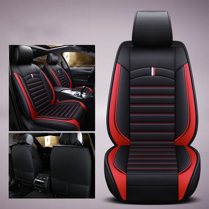 Auto Stoelhoezen Pu Lederen Zetel Protector Auto Stoelhoezen Universele Fits Meest Cars Covers Auto Accessoires: Black Red