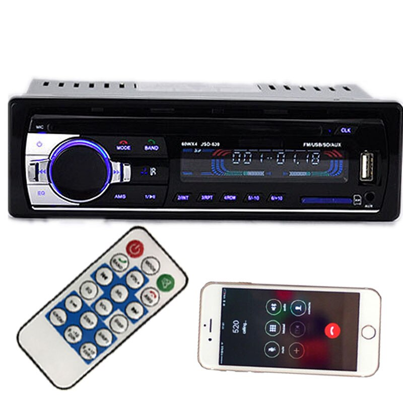 Radio FM con Bluetooth para coche, reproductor de audio MP3 con manos libres, USB/SD, entrada auxiliar para salpicadero, 1 DIN