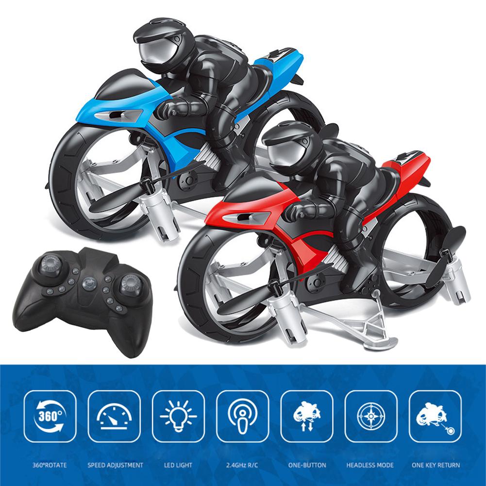 2.4g 4ch 2 in 1 mini rc motorcykel med drone højhastigheds rc motorcykel model legetøj fjernbetjening drift motor børn legetøj til