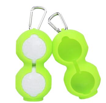 2 st karbinhake golfbollar skydda fodralhållare dubbelt skydd silikonfodral golfbollsfodral golf fitness sporttillbehör: Grön