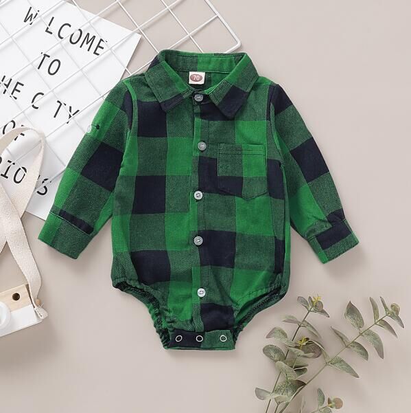 Pasgeboren Baby Jongen Lange Mouw Bodysuits Baby Jongen Plaid Body: a / 24M