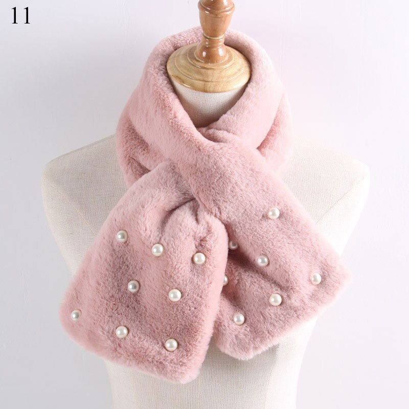 Imitatiebont warme dames sjaal winter dikke snood sjaal imitatiebont zachte sjaals effen kleur kraag sjaal voor dames: 11