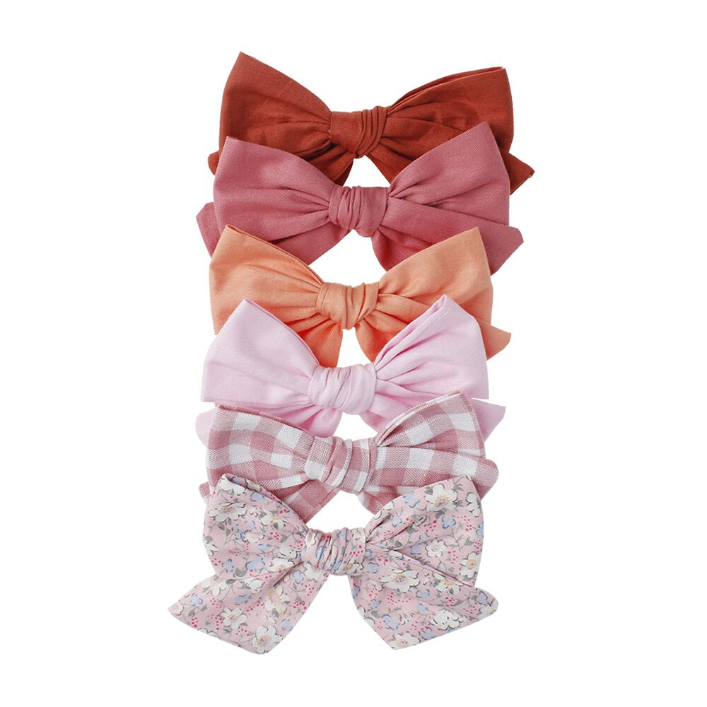 Pinzas para el pelo para niña, accesorios para el cabello de primavera, lazos de algodón para niña, horquilla, pasador de princesa, 6 unids/set por juego: 9