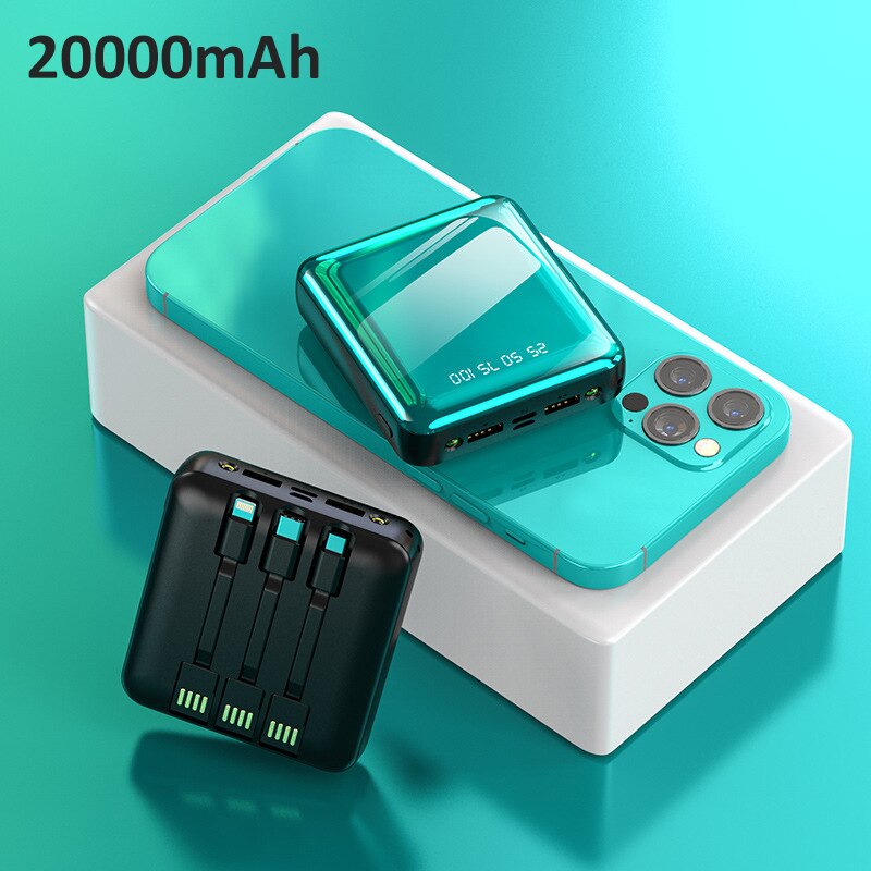 20000mAh Portable Power Bank Ultra-thin Polymer Powerbank battery power-bank LED Display Fast Charger Poverbank for Mobile Phone: Blue