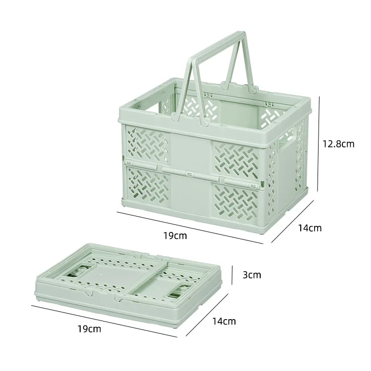 Desktop Portable Folding Storage Basket Organizer Mini Makeup Storage Box Multifunctional Snack Supermarket Shopping Basket: Red