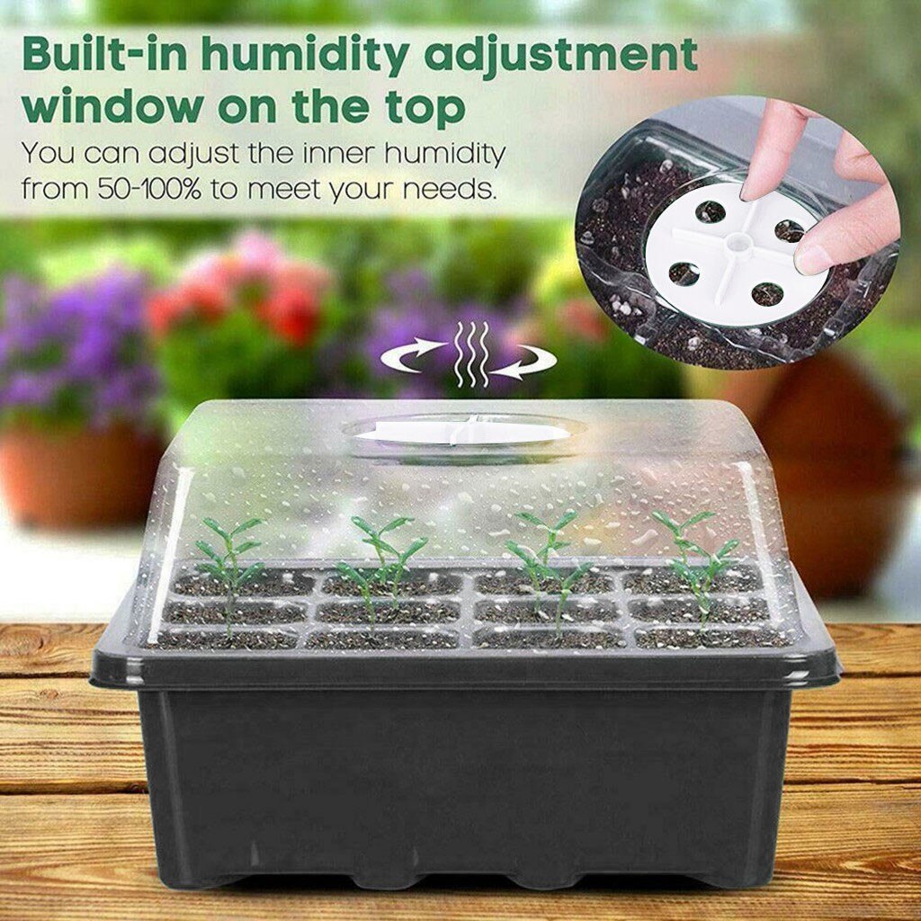 2PCS 12 Hole Plant Seed Box Nursery Seedling Starter Garden Yard Tray Plants Propagation Nursery Box with Lid Seedling Tray Pot8