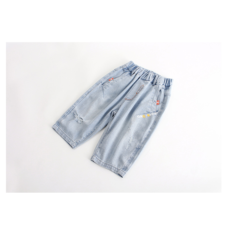 Jongen Zomer Korte Broek Grote Jongens Denim Shorts Kinderen Gescheurd Patchwork Gewassen Casual Knie Lengte Broek Tiener Kleding Maat 10/12