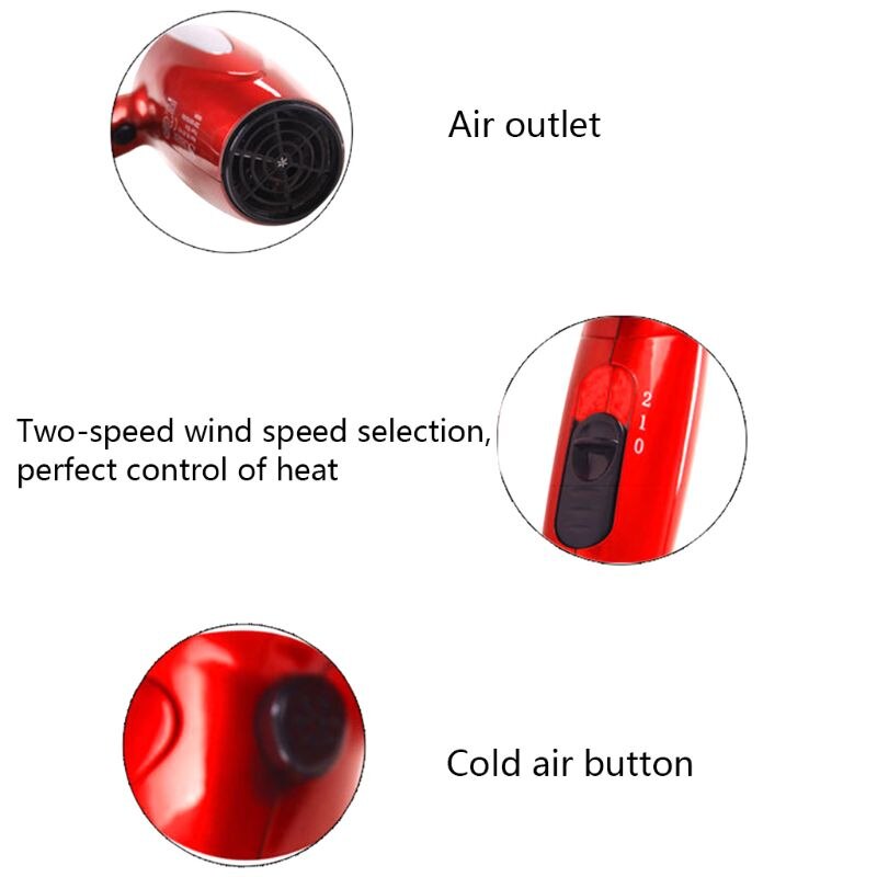 Opvouwbare föhn 1800w warmte föhn koude wind salon eu stekker