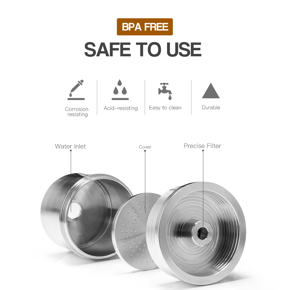 Icafilas rustfritt stål gjenbrukbart illy kaffefilter tukle sett påfyllbare kapsler pod tukle til illy  x9 x8 x7.1 y5 y3 y1.1