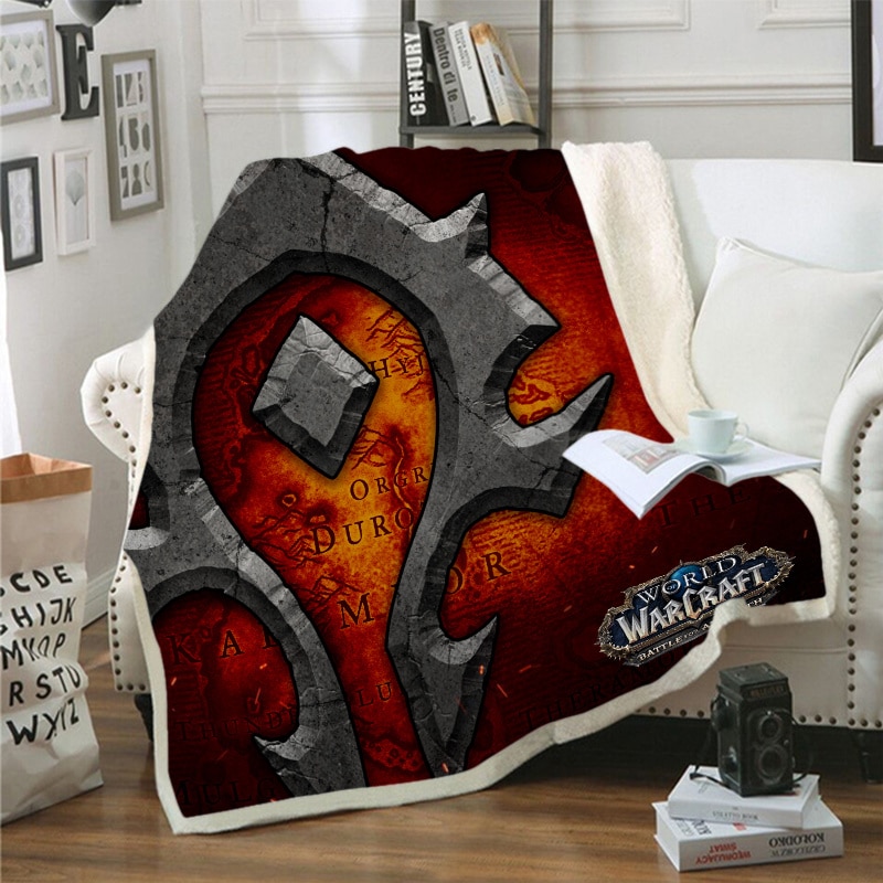 3D Print World Of Warcraft Plush Throw Blanket Sherpa Fleece Bedspread Blanket Vintage Bedding Square Picnic Wool Soft Blanket: 1 / 100x130cm