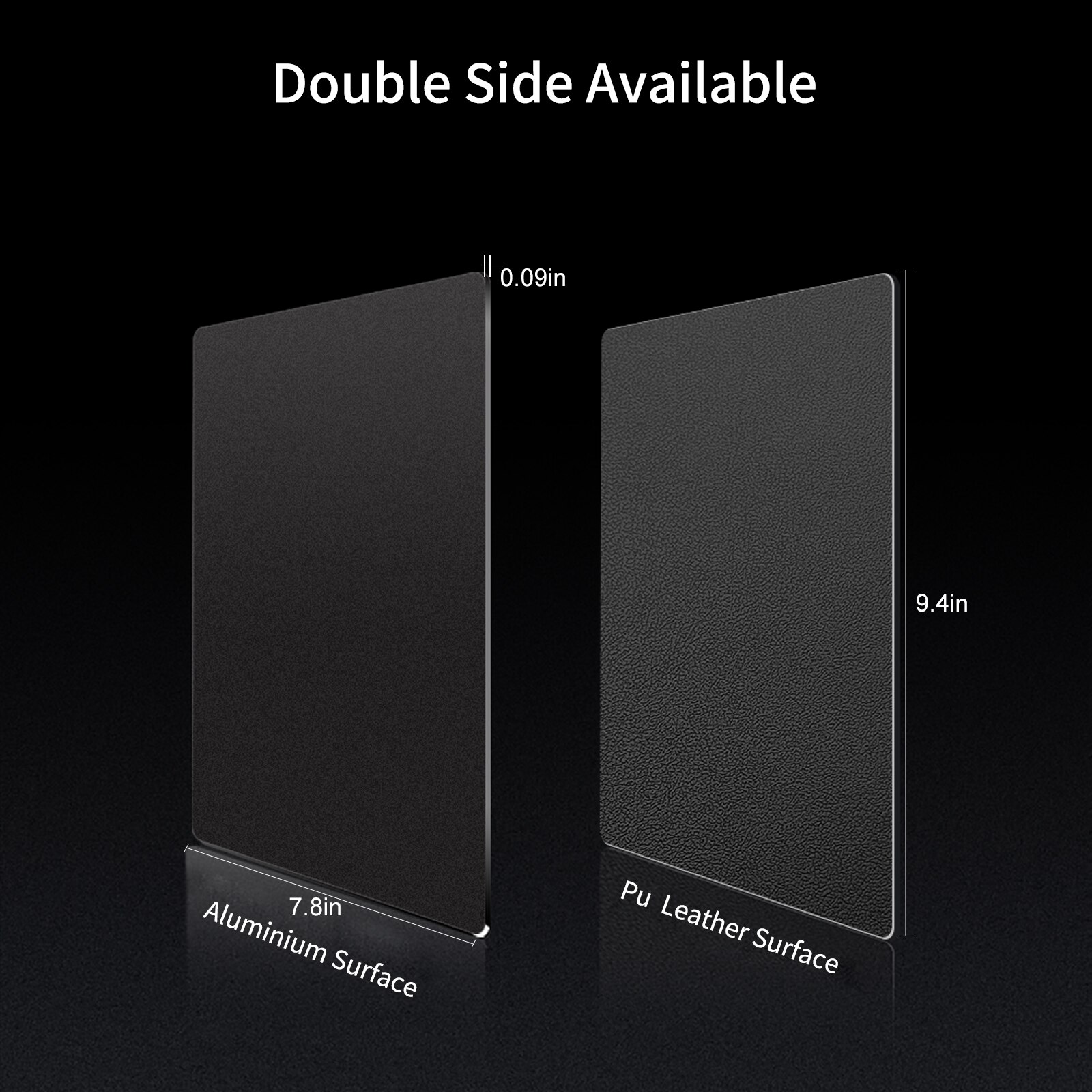 Tapis de souris métallique en aluminium matte, rigide, lisse, magique et mince, double face, étanche, contrôle rapide et précis, idéal pour le bureau et la maison: medium black