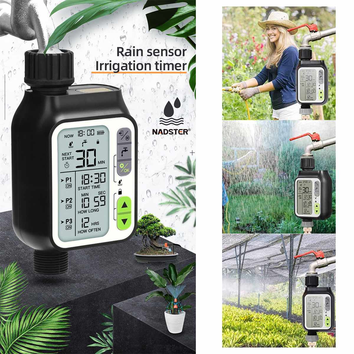 Vattningstimer med regnsensor bevattningstimer vattentät vattennivåsensor automatisk bevattningssystem bevattningsregulator