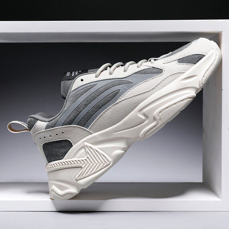 Wintertrend oude schoenen heren trendy schoenen lichtgevende reflecterende stijl heren sportschoenen outdoor casual herenschoenen: Wit / 10
