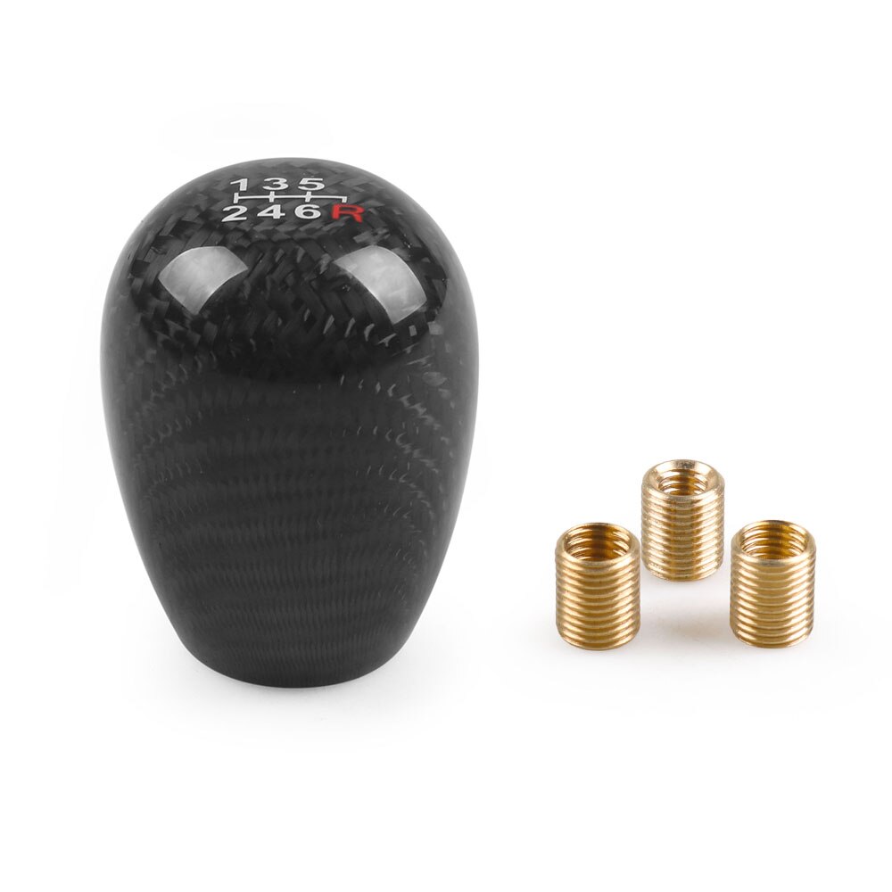 Racing 5 6 SPEED Gear Shift Knob Manual Real Carbon Fiber Shift Knob 57MM Stick Shifter Lever Knob: 6 speed