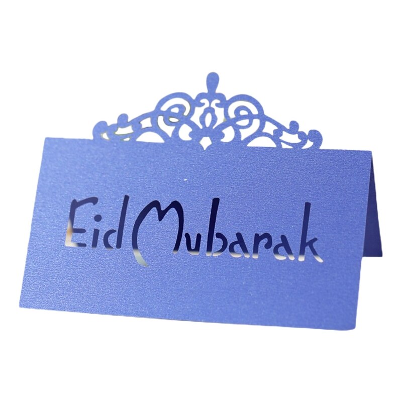 100Pcs 3D Bloemen Kroon Eid Mubarak Tafel Card Ramadan Kareem Holle Letters Papier Placecard Moslim Party Decoratie: 3