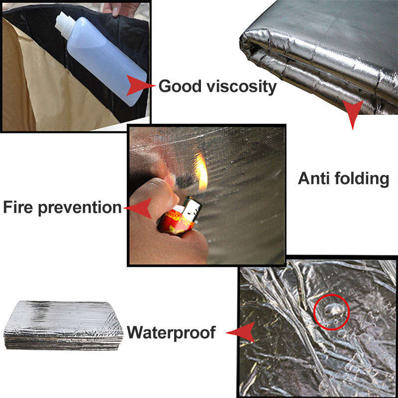 12pcs 50*30cm Car Hood Chassis Firewall Car Heat Shield Insulation Deadening Mat Ideal For Door Roof Floor Hood Chassis Trunk