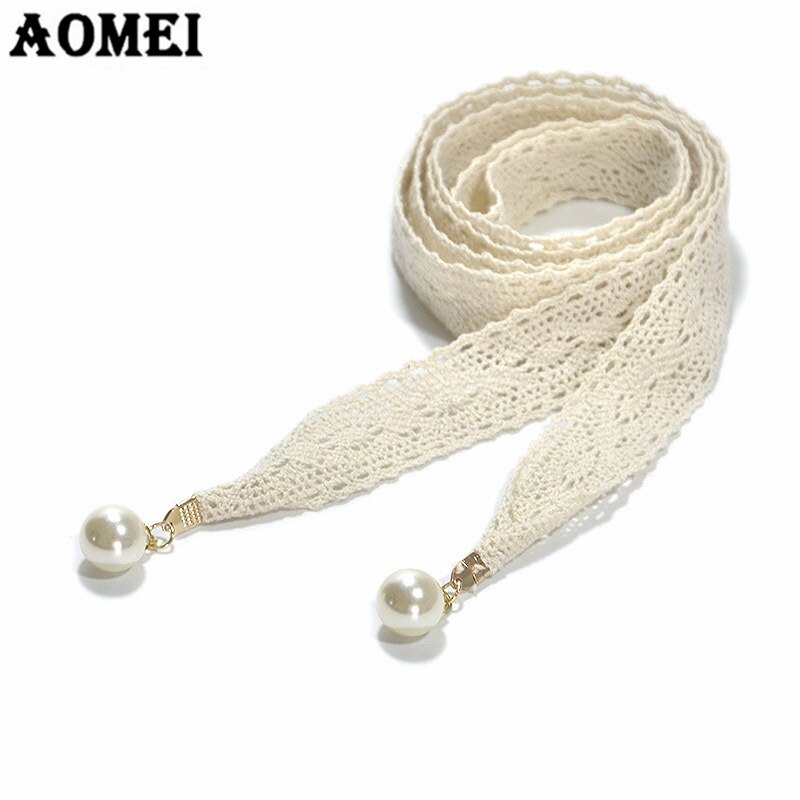 Cinturón de cintura de encaje blanco y negro para mujer, con cuentas de perlas y acrílico para vestido de , cinturón de cadena para mujer