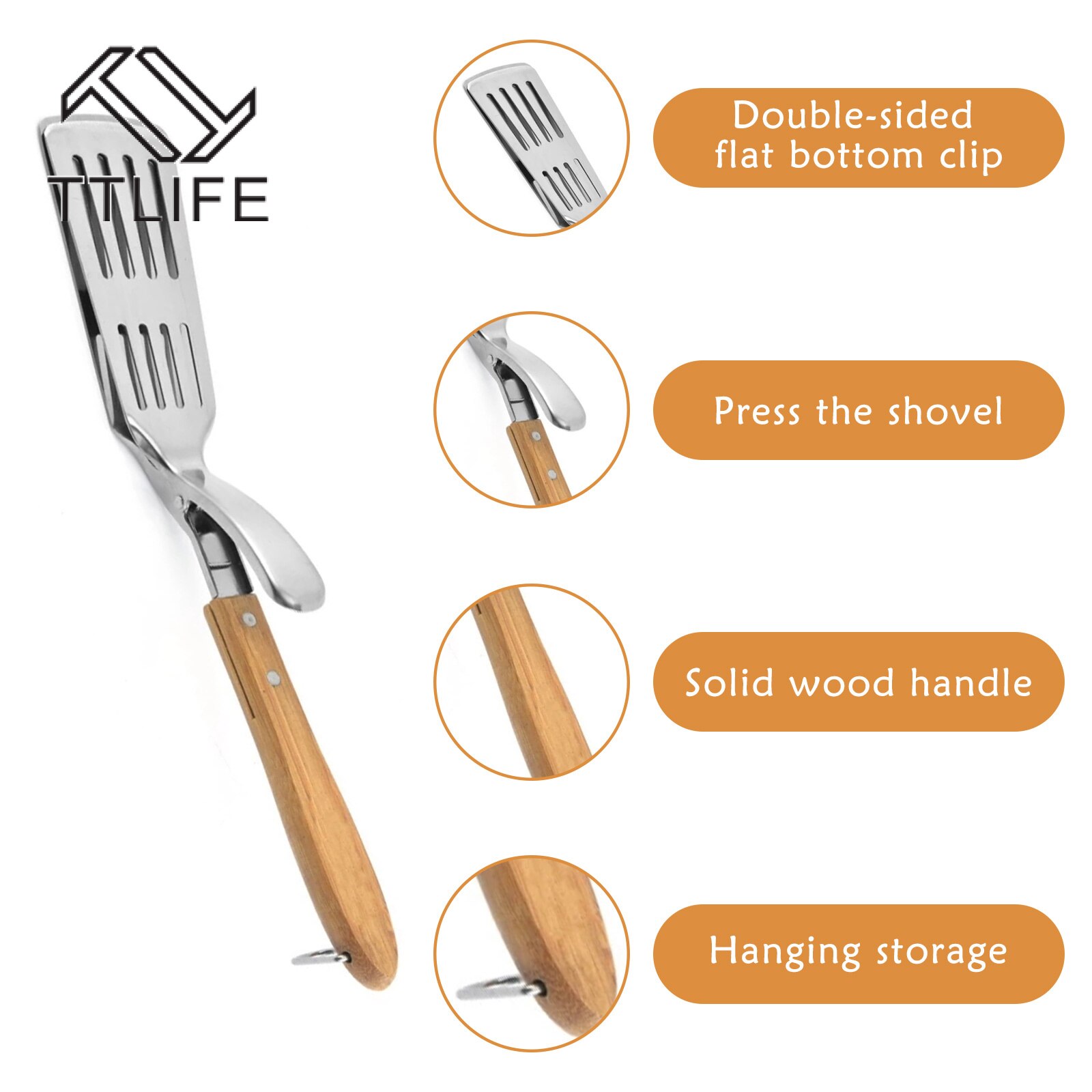 2 In 1 BBQ Tong Spatula Stainless Steel Spatula Tongs With Extra Long Handle For Grilling Outdoor Durable Kitchen Cooking Turner