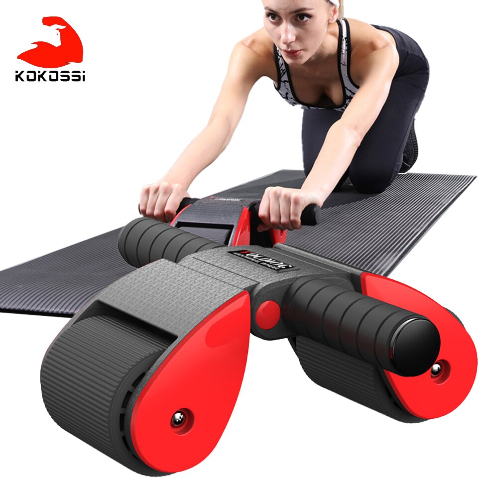 KoKossi Folding Ab Roller Two-wheeled Abdominal Wheel Gym Training Fitness Wheel Household Exercise Sports Equipment Unisex