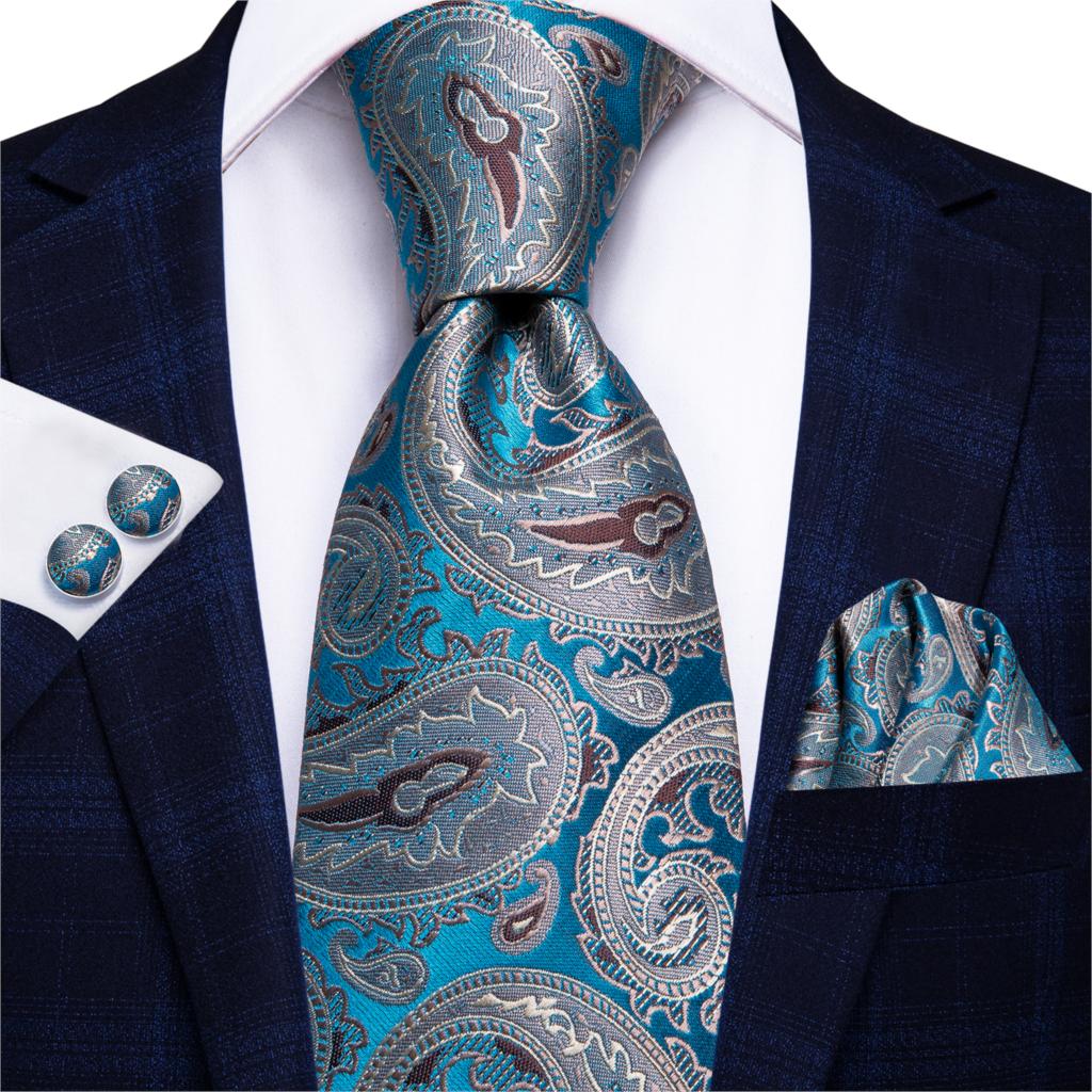 Hi-Tie-corbata de seda 100% para hombre, corbatas formales de lujo para boda, color azul, 8,5 cm