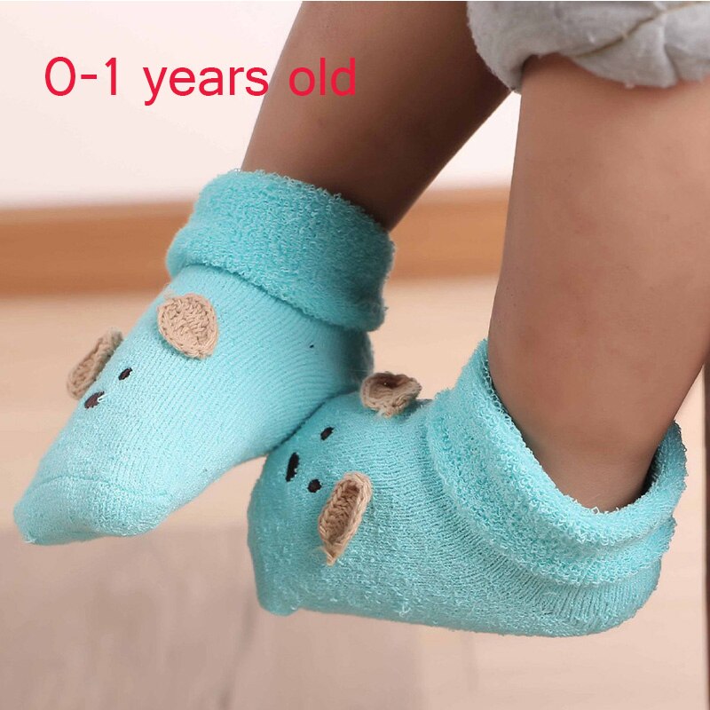 Leuke Baby Sokken Cartoon Dieren Peuter Jongens Meisjes Sokken Herfst Winter Warm Anti Slip Vloer Sok Badstof Handdoek Sokken: 0-1Y blue