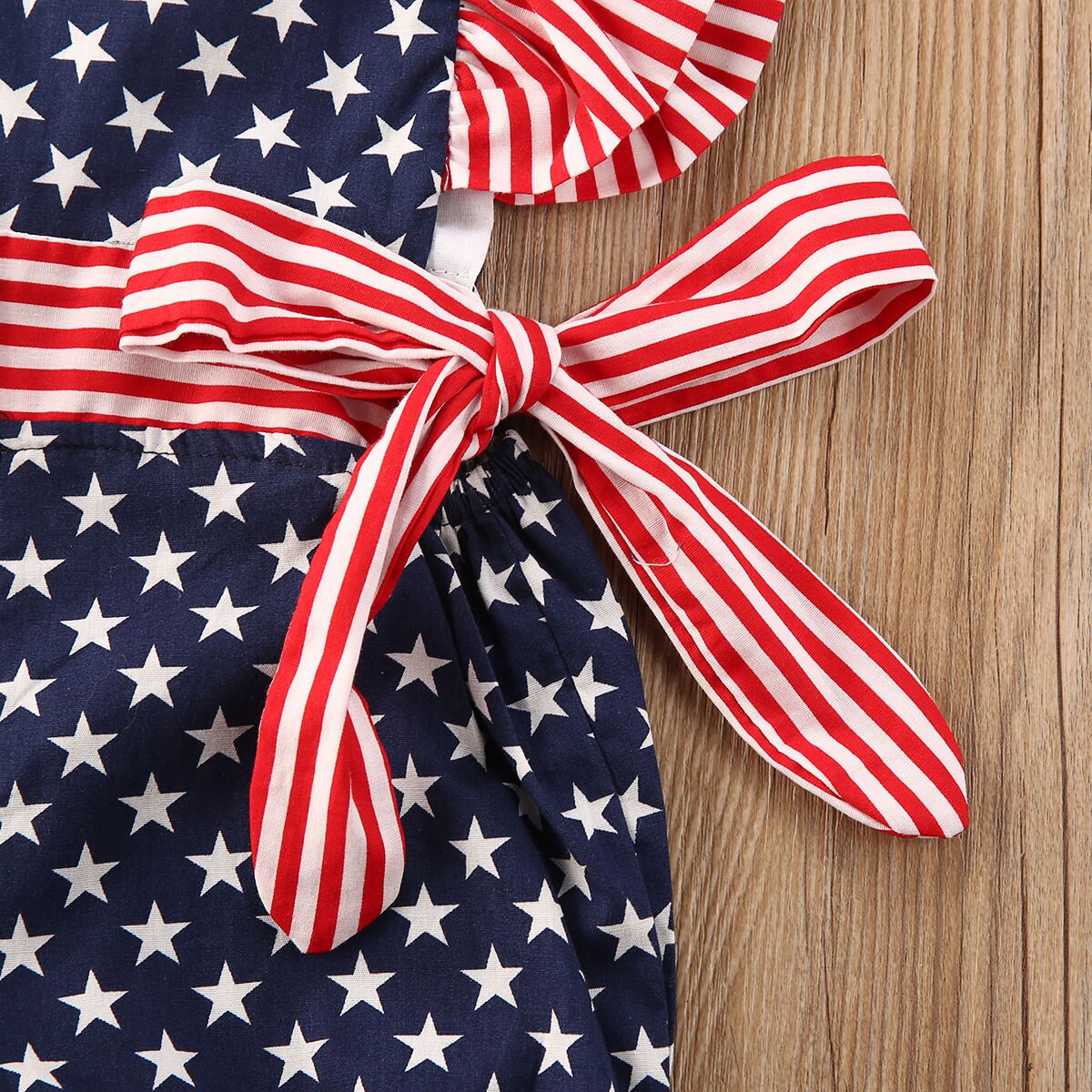Independence Day Little Baby Girls Boys Bodysuits Star Striped Print Ruffles Bow Toddler Infant Jumpsuit With Headband 2pcs Suit