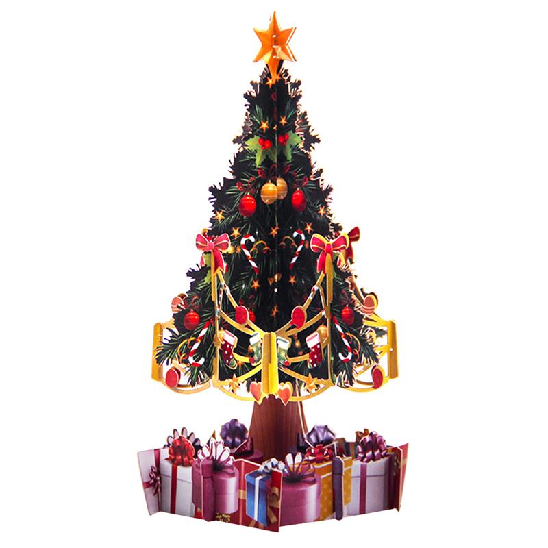 1pcs 3D Popup Greeting Cards Christmas Tree Post Card Card For Birthday Christmas Valentine' Day Party Wedding Decoration