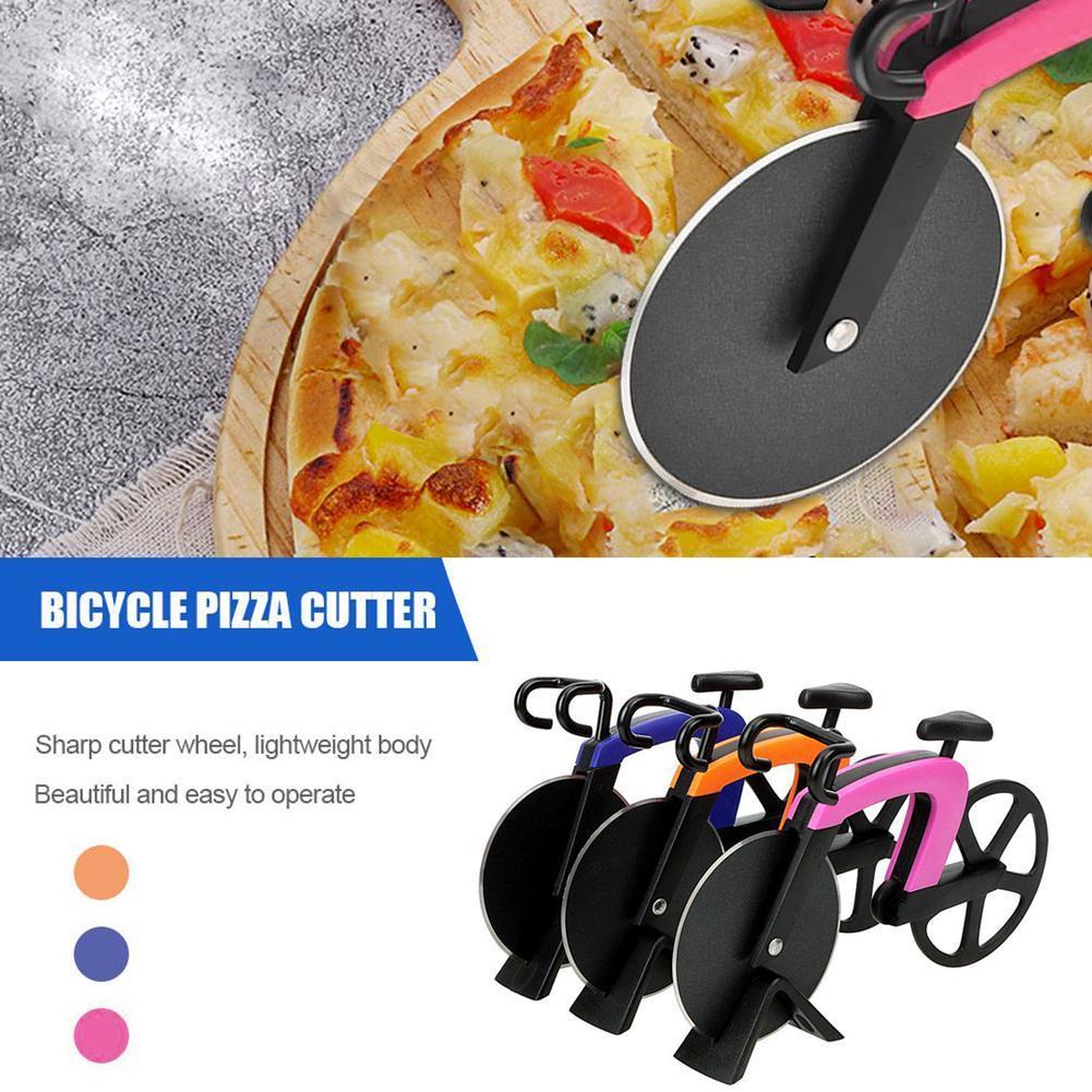 Roestvrij Staal Pizza Mes Twee-Wiel Fiets Vorm Snijmes Ronde Pizza Voor Biscuit Cutter Cool Messen Pizza Bike rol Q7V5