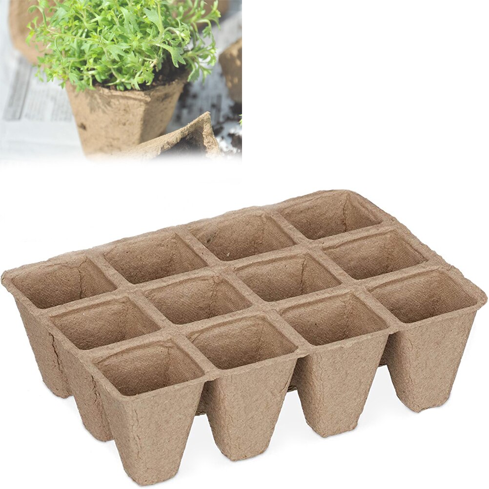 12-- gats pulp zaailingbak wegwerp kweekbak afbreekbare tuinplanter zaailingbak