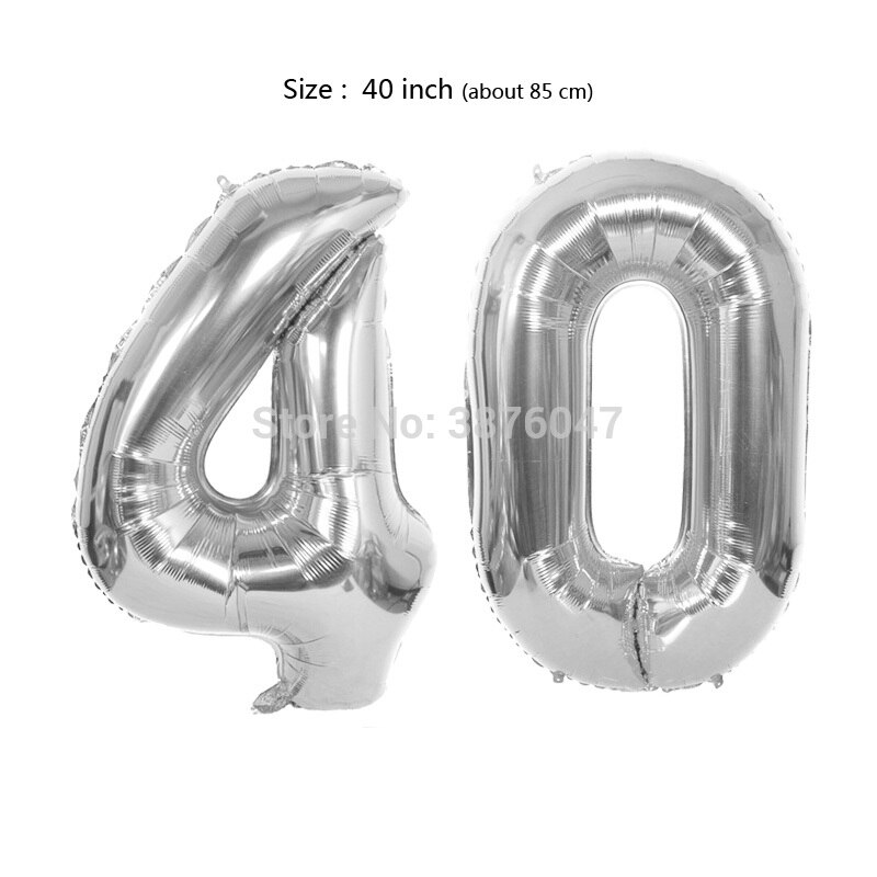 40inch 40 41 42 43 44 45 balloon rose gold silver anniversary party decoration 40th 41st 42nd 43rd 44th 45th birthday balloons: Silver-40