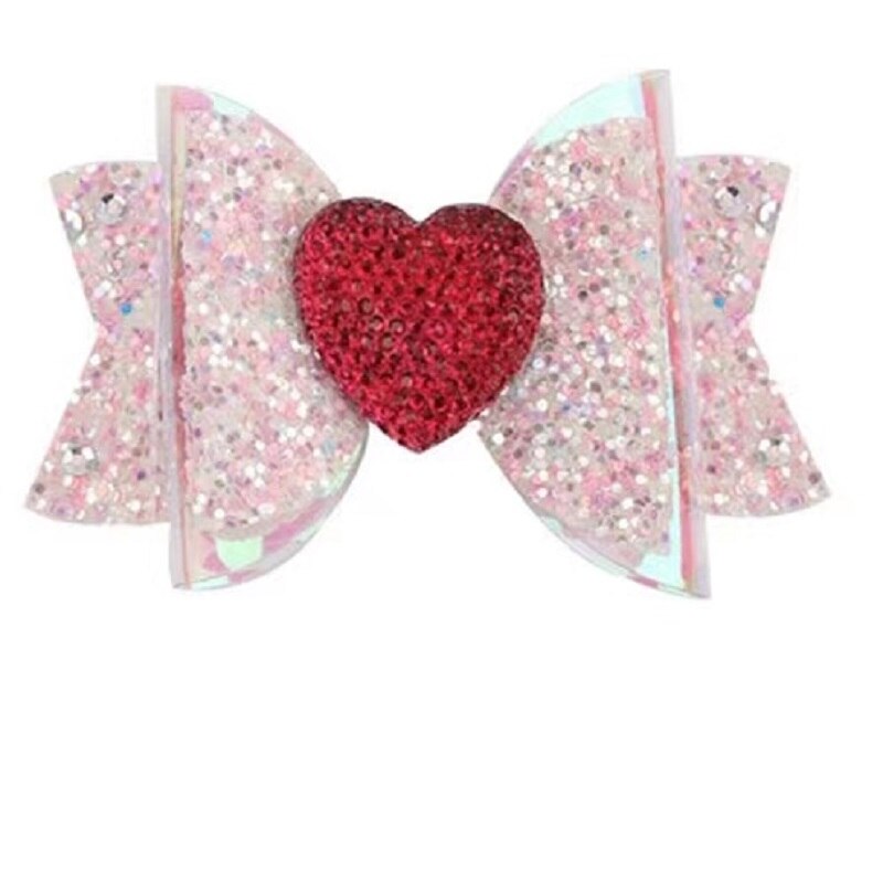 2022 1 Pcs Sweet Heart Valentine Day Hair Bows Popular Cheer Bows For Girls: YELLOW