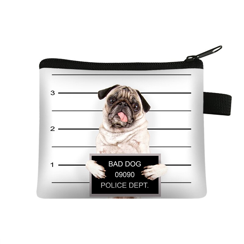 Lustige Schlechte Hund Brieftasche Niedliche Bulldogge Mops Münze Geldbörsen Damen 3D Druck Tier Ändern Nette Kleine Zipper Tasche für frauen Beutel: lqbbaddogs09