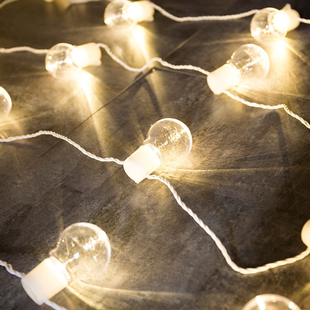 6 M Witte Kabel LED Lamp string Lights 20 Wit Globe Garland Fairy Lights voor Wedding Christmas Party Outdoor Verlichting decor